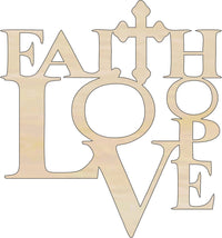 Faith Hope Wood Craft Shape – Laser Cut Baltic Birch Unfinished DIY Wood Art Supplies WRD114 - The Wood Shape Store