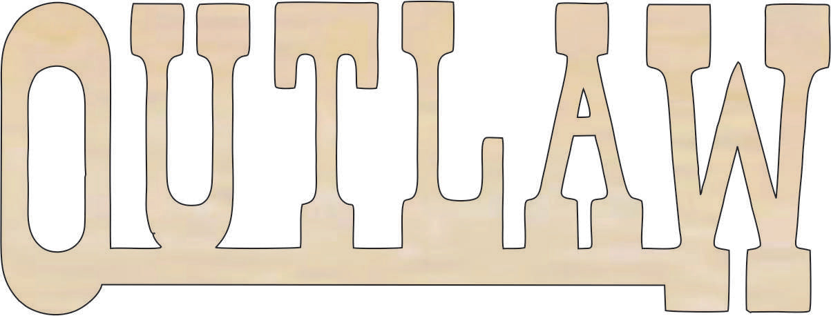 Word Outlaw - Laser Cut Out Unfinished Wood Craft Shape WRD17 Word Outlaw - Laser Cut Out Unfinished Wood Craft Shape WRD17