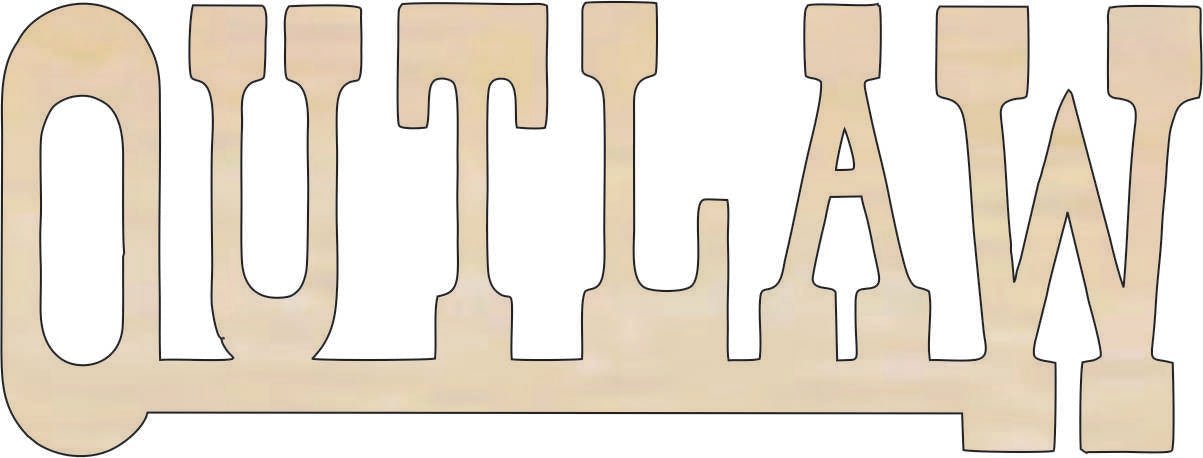 Outlaw Wood Craft Shape - Laser Cut Baltic Birch Unfinished DIY Wood Art Supplies WRD17 - The Wood Shape Store