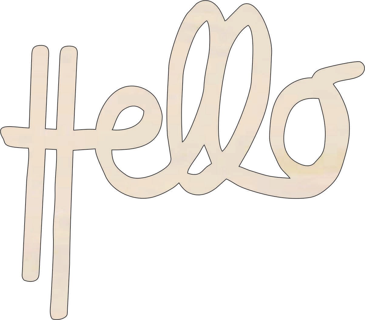 Hello Wood Craft Shape - Laser Cut Baltic Birch Unfinished DIY Wood Art Supplies WRD1 - The Wood Shape Store