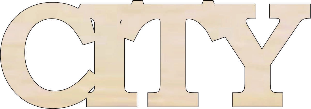 City Wood Craft Shape - Laser Cut Baltic Birch Unfinished DIY Wood Art Supplies WRD26 - The Wood Shape Store