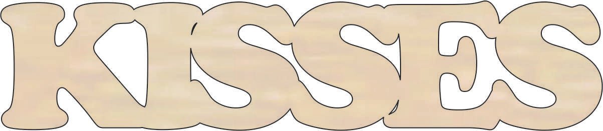Kisses Wood Craft Shape - Laser Cut Baltic Birch Unfinished DIY Wood Art Supplies WRD38 - The Wood Shape Store