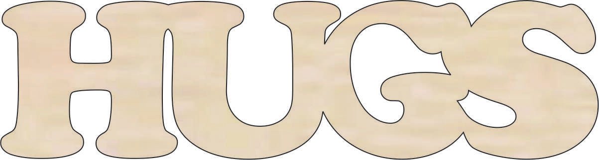 Hugs Wood Craft Shape - Laser Cut Baltic Birch Unfinished DIY Wood Art Supplies WRD39 - The Wood Shape Store