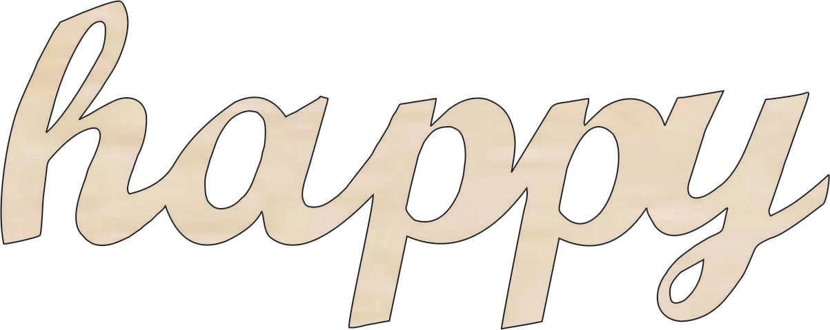Word Happy - Laser Cut Out Unfinished Wood Craft Shape WRD48 Word Happy - Laser Cut Out Unfinished Wood Craft Shape WRD48