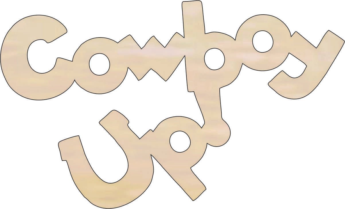 Cowboy Up Wood Craft Shape - Laser Cut Baltic Birch Unfinished DIY Wood Art Supplies WRD66 - The Wood Shape Store