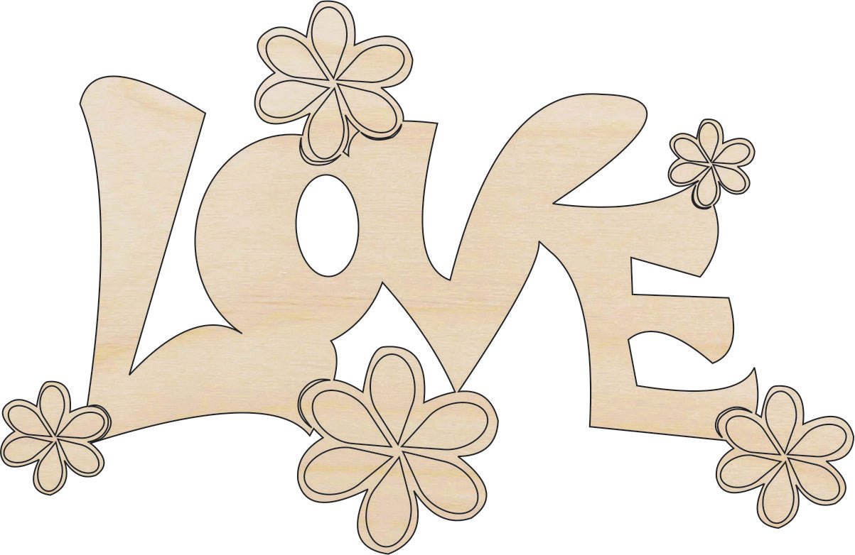 Love Wood Craft Shape - Laser Cut Baltic Birch Unfinished DIY Wood Art Supplies WRD75 - The Wood Shape Store