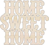 Home Sweet Home Wood Craft Shape – Laser Cut Baltic Birch Unfinished DIY Wood Art Supplies WRD7 - The Wood Shape Store