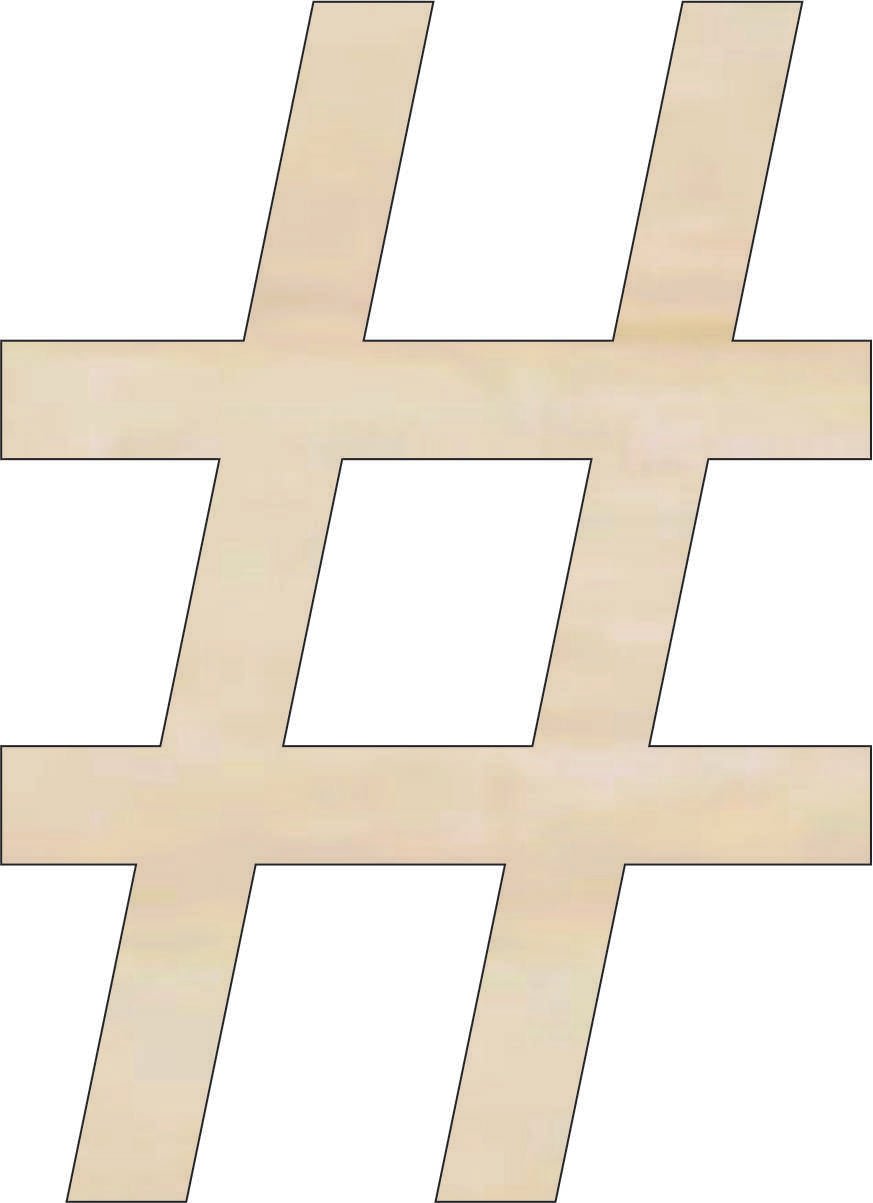 Hashtag  Sign Wood Craft Shape - Laser Cut Baltic Birch Unfinished DIY Wood Art Supplies WRD84 - The Wood Shape Store