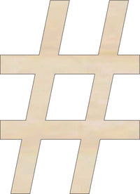 Hashtag  Sign Wood Craft Shape - Laser Cut Baltic Birch Unfinished DIY Wood Art Supplies WRD84 - The Wood Shape Store