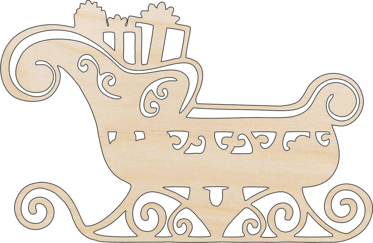 Sleigh - Laser Cut Out Unfinished Wood Craft Shape XMS101 Sleigh - Laser Cut Out Unfinished Wood Craft Shape XMS101