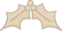 Holly Wood Craft Shape - Laser Cut Baltic Birch Unfinished DIY Wood Art Supplies XMS102 - The Wood Shape Store
