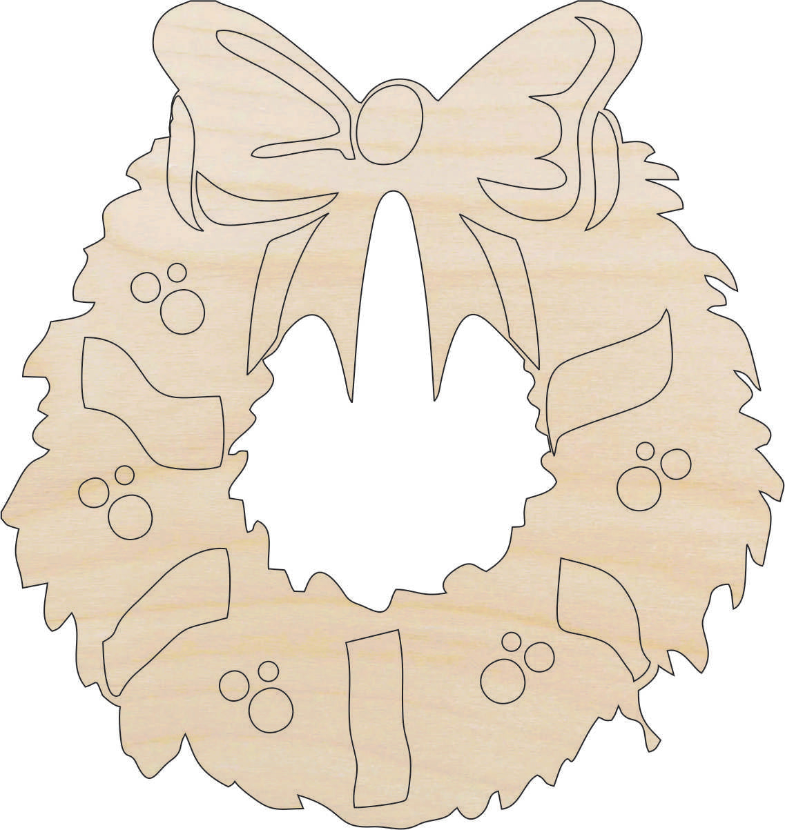 Wreath - Laser Cut Out Unfinished Wood Craft Shape XMS105 Wreath - Laser Cut Out Unfinished Wood Craft Shape XMS105