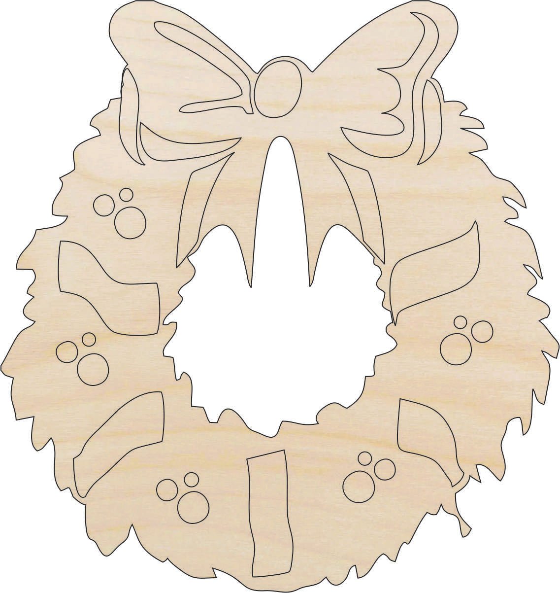 Wreath Wood Craft Shape - Laser Cut Baltic Birch Unfinished DIY Wood Art Supplies XMS105 - The Wood Shape Store