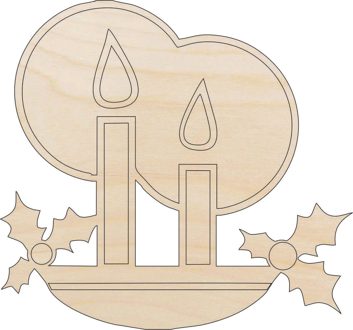 Candle Wood Craft Shape - Laser Cut Baltic Birch Unfinished DIY Wood Art Supplies XMS108 - The Wood Shape Store