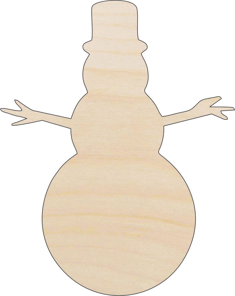 Snowman Wood Craft Shape - Laser Cut Baltic Birch Unfinished DIY Wood Art Supplies XMS129 - The Wood Shape Store