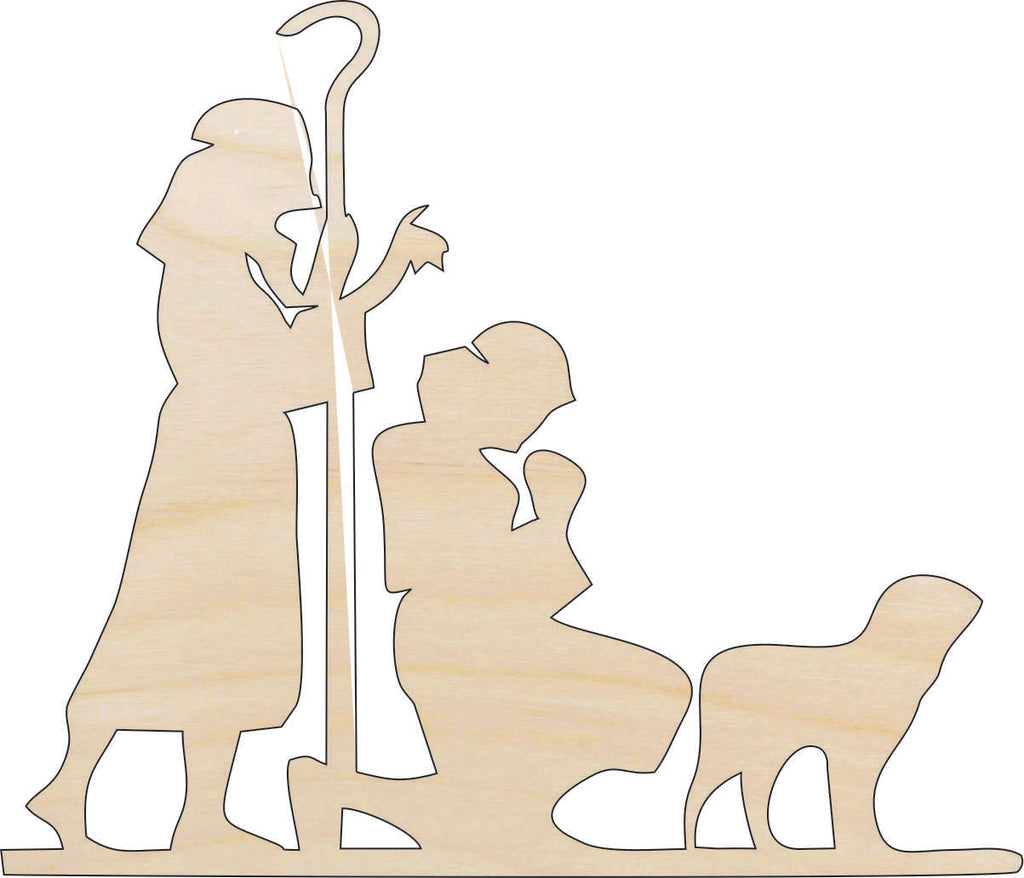 People Shepherds - Laser Cut Out Unfinished Wood Craft Shape XMS131