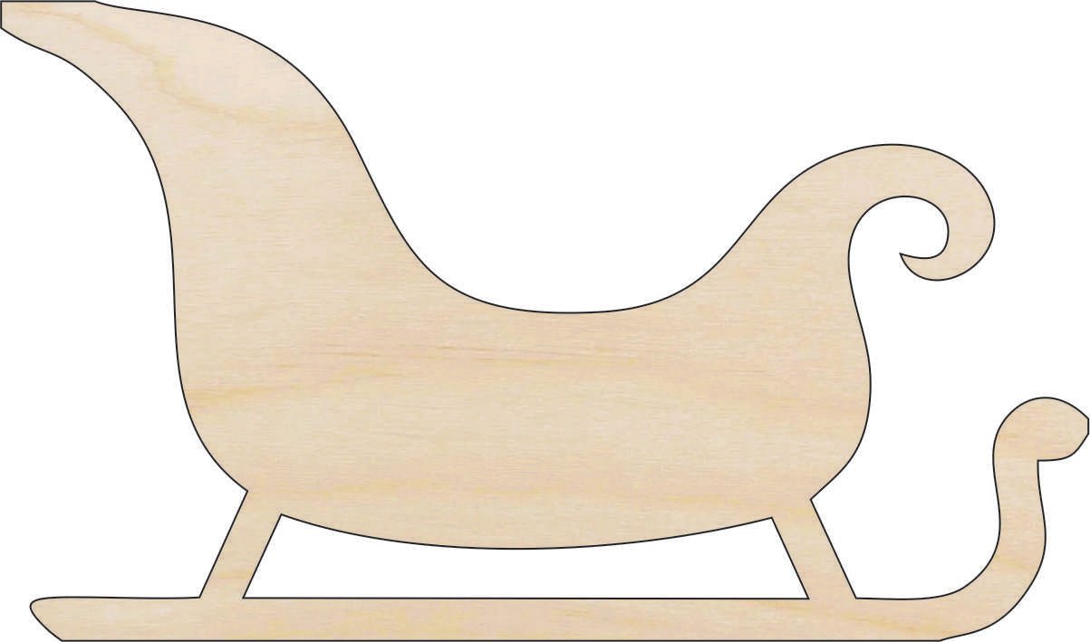 Sleigh Wood Craft Shape - Laser Cut Baltic Birch Unfinished DIY Wood Art Supplies XMS132 - The Wood Shape Store