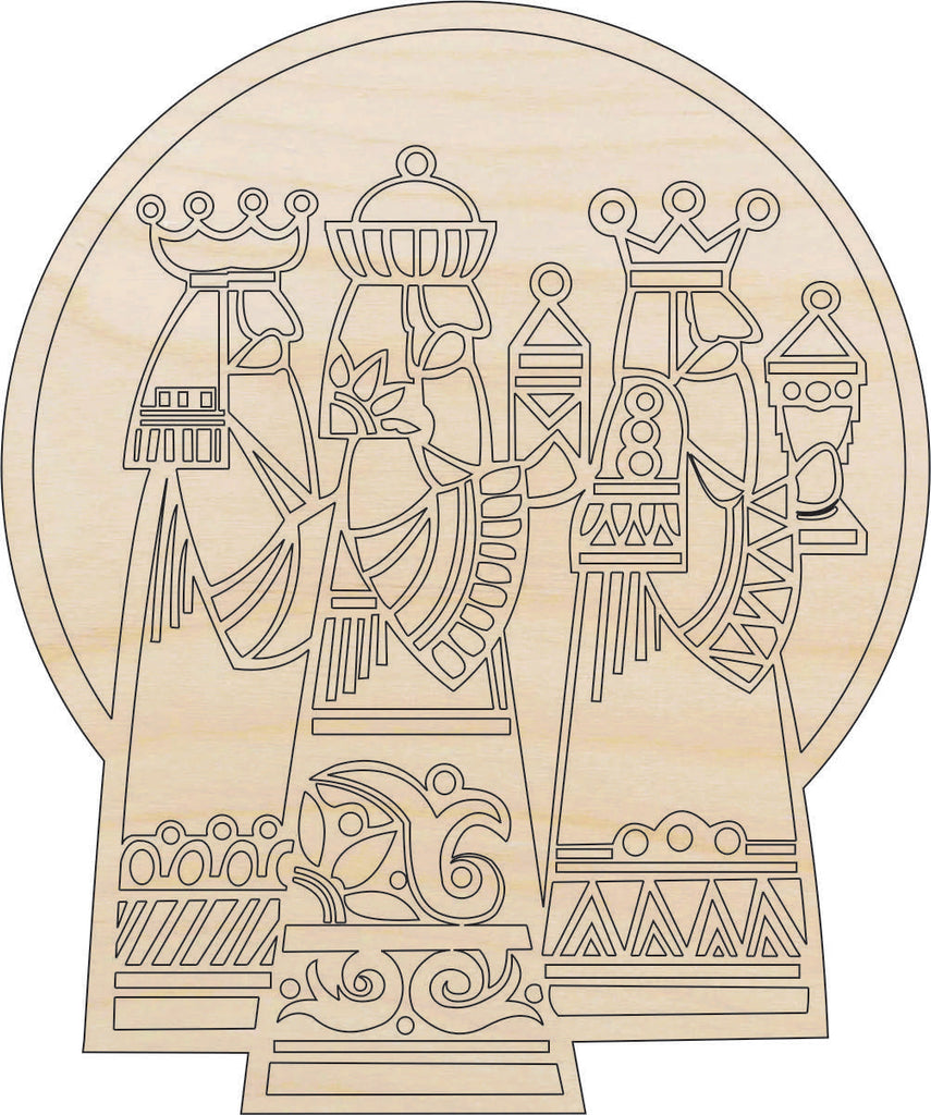 Scene Three Wise Men - Laser Cut Out Unfinished Wood Craft Shape XMS146