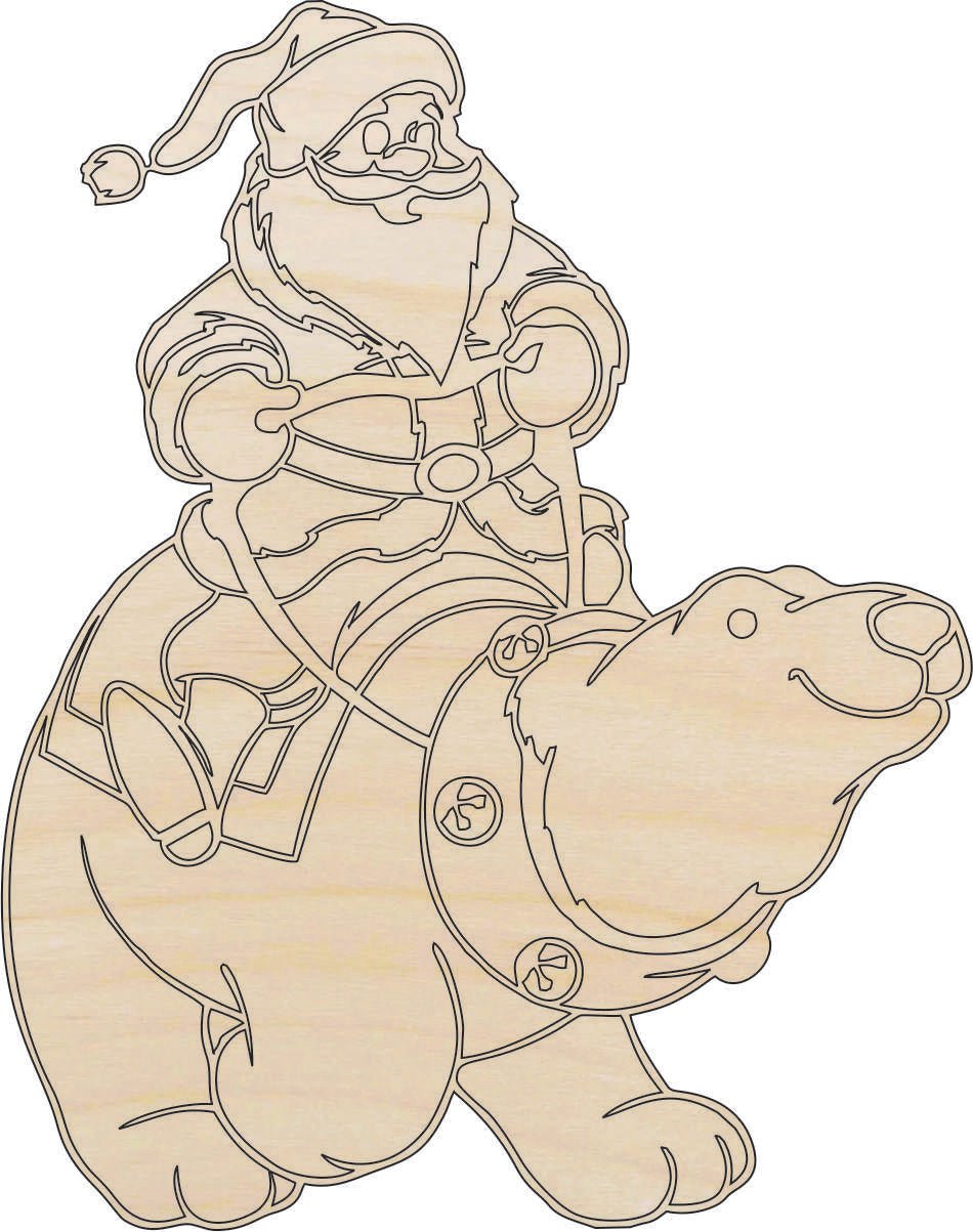 Santa Claus Wood Craft Shape - Laser Cut Baltic Birch Unfinished DIY Wood Art Supplies XMS154 - The Wood Shape Store