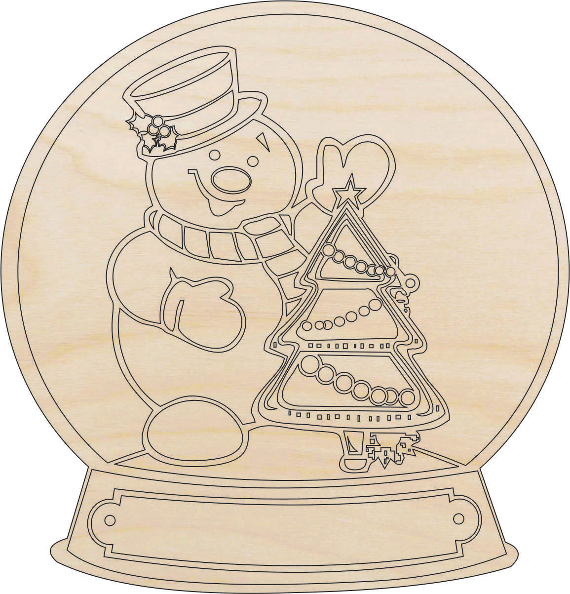 Snow Globe - Laser Cut Out Unfinished Wood Craft Shape XMS157 Snow Globe - Laser Cut Out Unfinished Wood Craft Shape XMS157