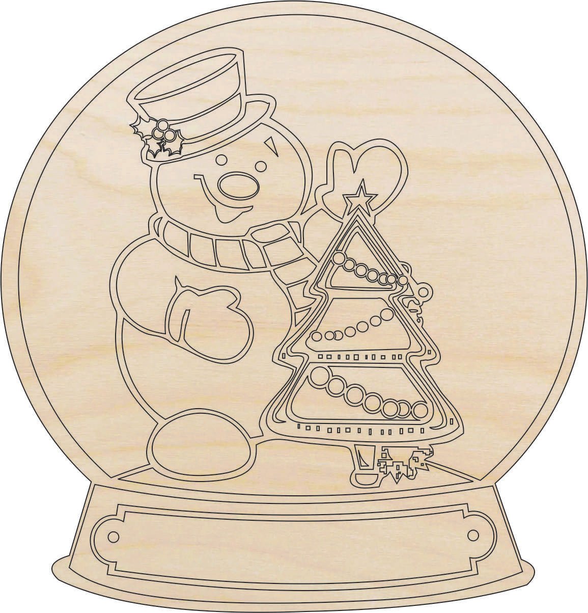 Snow Globe Wood Craft Shape - Laser Cut Baltic Birch Unfinished DIY Wood Art Supplies XMS157 - The Wood Shape Store