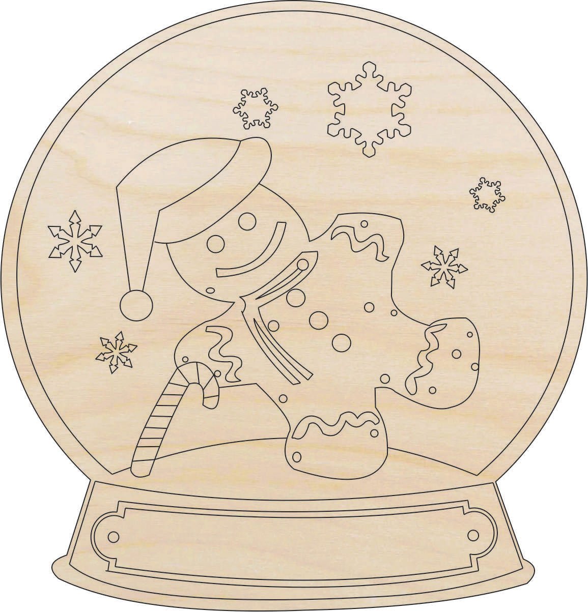 Snow Globe Wood Craft Shape - Laser Cut Baltic Birch Unfinished DIY Wood Art Supplies XMS158 - The Wood Shape Store