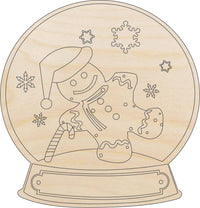 Snow Globe Wood Craft Shape - Laser Cut Baltic Birch Unfinished DIY Wood Art Supplies XMS158 - The Wood Shape Store
