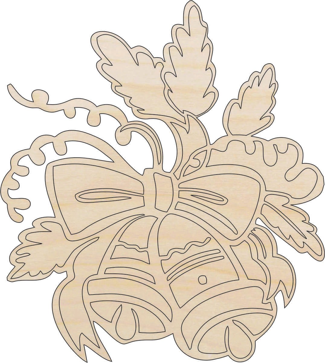 Bells Wood Craft Shape - Laser Cut Baltic Birch Unfinished DIY Wood Art Supplies XMS15 - The Wood Shape Store