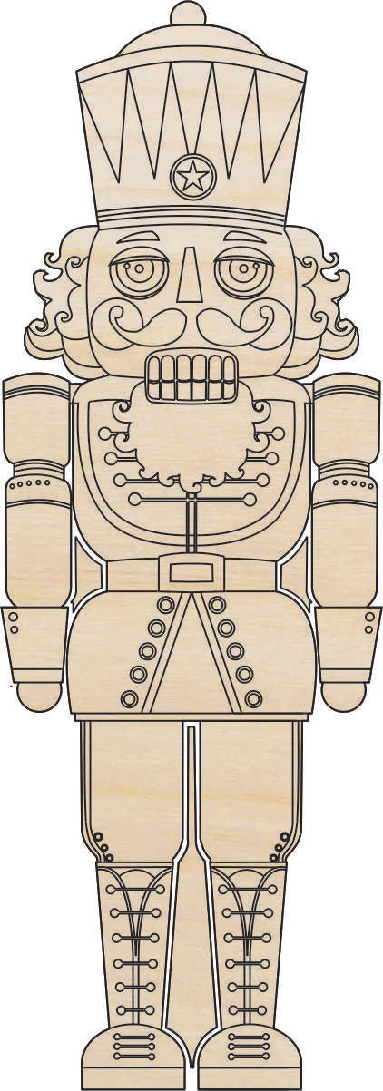 Nutcracker Wood Craft Shape - Laser Cut Baltic Birch Unfinished DIY Wood Art Supplies XMS161 - The Wood Shape Store