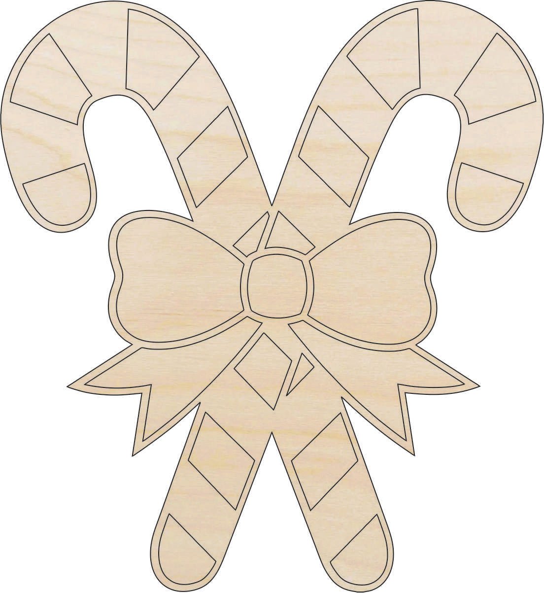 Candy Canes Wood Craft Shape - Laser Cut Baltic Birch Unfinished DIY Wood Art Supplies XMS164 - The Wood Shape Store