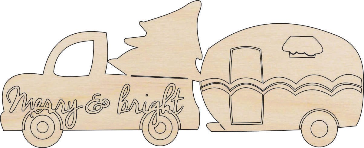 Christmas Truck Wood Craft Shape – Laser Cut Baltic Birch Unfinished DIY Art Supplies XMS170 - The Wood Shape Store