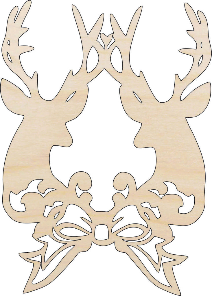 Deer with Bow - Laser Cut Wood Shape XMS175