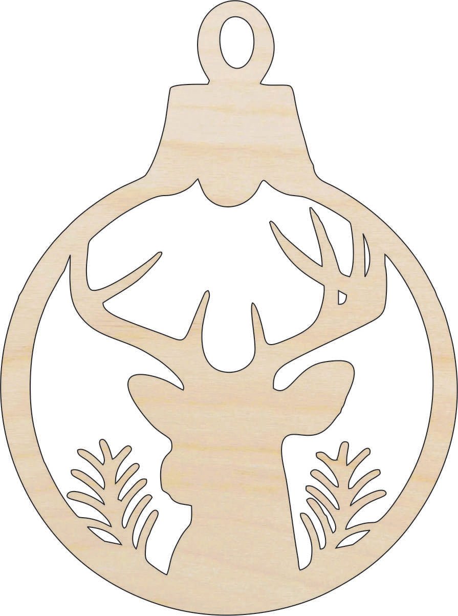 Deer Ornament Wood Craft Shape - Laser Cut Baltic Birch Unfinished DIY Wood Art Supplies XMS178 - The Wood Shape Store