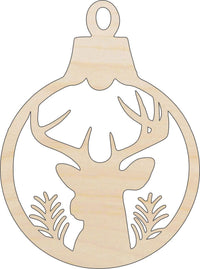 Deer Ornament Wood Craft Shape - Laser Cut Baltic Birch Unfinished DIY Wood Art Supplies XMS178 - The Wood Shape Store