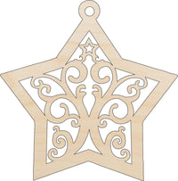 Star Ornament Wood Craft Shape - Laser Cut Baltic Birch Unfinished DIY Wood Art Supplies XMS195 - The Wood Shape Store