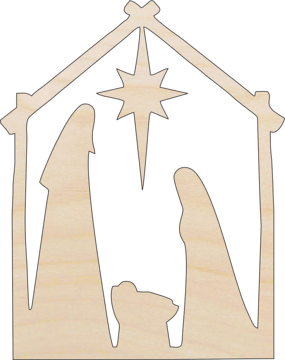 Nativity Wood Craft Shape - Laser Cut Baltic Birch Unfinished DIY Wood Art Supplies XMS196 - The Wood Shape Store