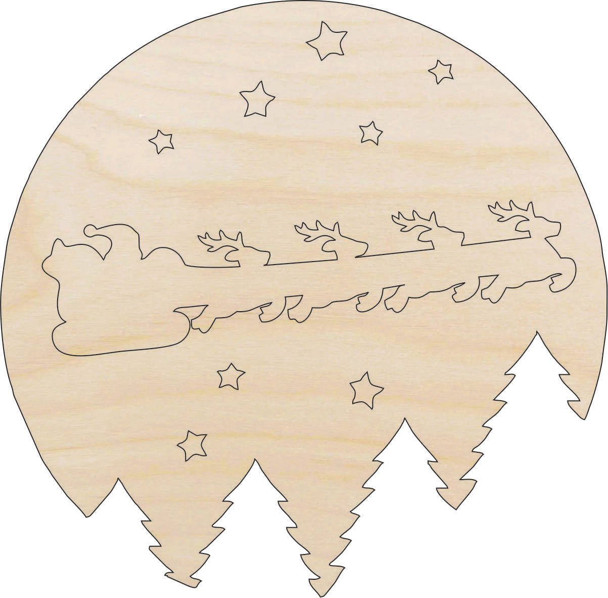 Santa Scene Wood Craft Shape – Laser Cut Baltic Birch Unfinished DIY Wood Art Supplies XMS201 - The Wood Shape Store