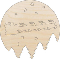Santa Scene Wood Craft Shape – Laser Cut Baltic Birch Unfinished DIY Wood Art Supplies XMS201 - The Wood Shape Store