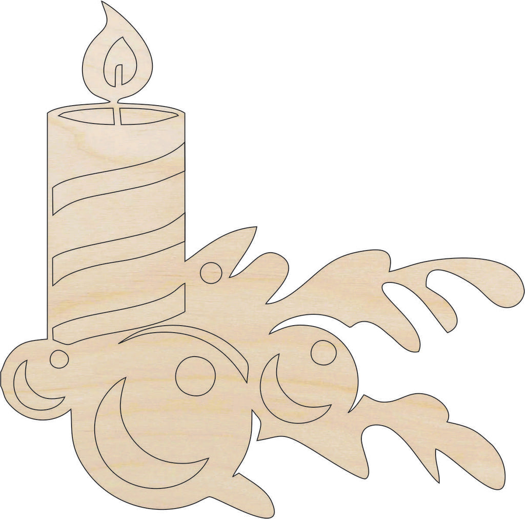 Candle - Laser Cut Out Unfinished Wood Craft Shape XMS20
