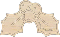 Holly Wood Craft Shape - Laser Cut Baltic Birch Unfinished DIY Wood Art Supplies XMS215 - The Wood Shape Store