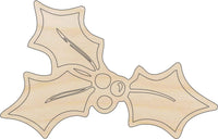 Holly Wood Craft Shape - Laser Cut Baltic Birch Unfinished DIY Wood Art Supplies XMS22 - The Wood Shape Store