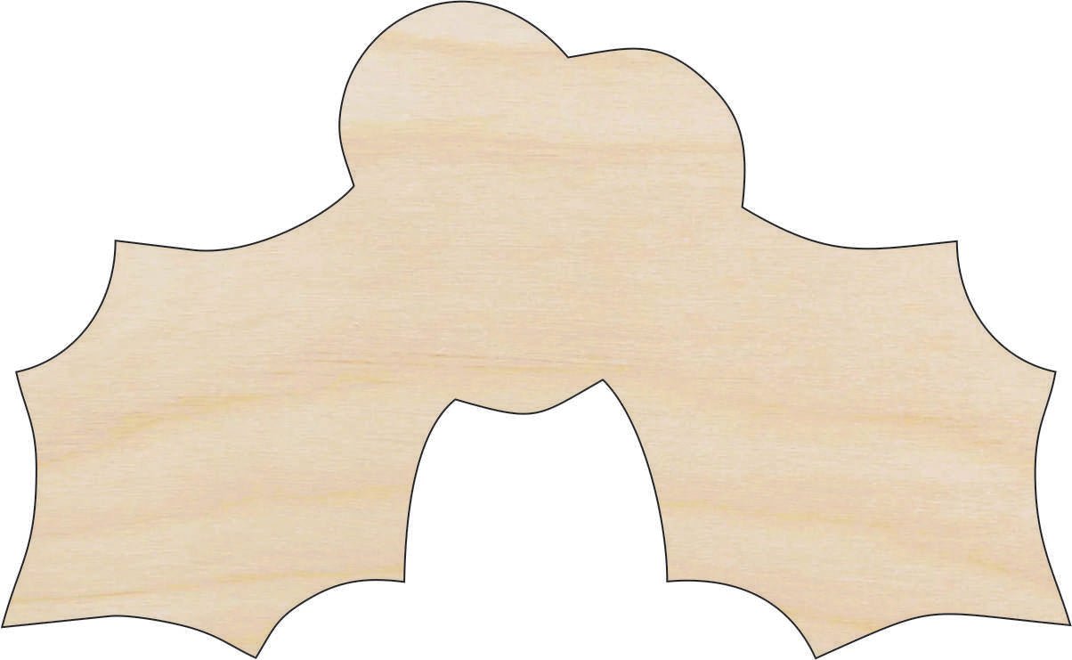 Holly Wood Craft Shape - Laser Cut Baltic Birch Unfinished DIY Wood Art Supplies XMS235 - The Wood Shape Store