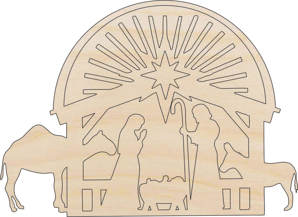 Nativity Wood Craft Shape - Laser Cut Baltic Birch Unfinished DIY Wood Art Supplies XMS248 - The Wood Shape Store