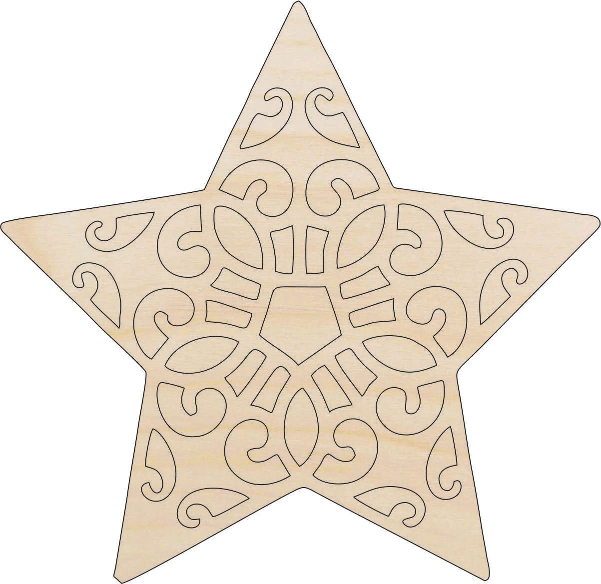 Star Wood Craft Shape - Laser Cut Baltic Birch Unfinished DIY Wood Art Supplies XMS24 - The Wood Shape Store