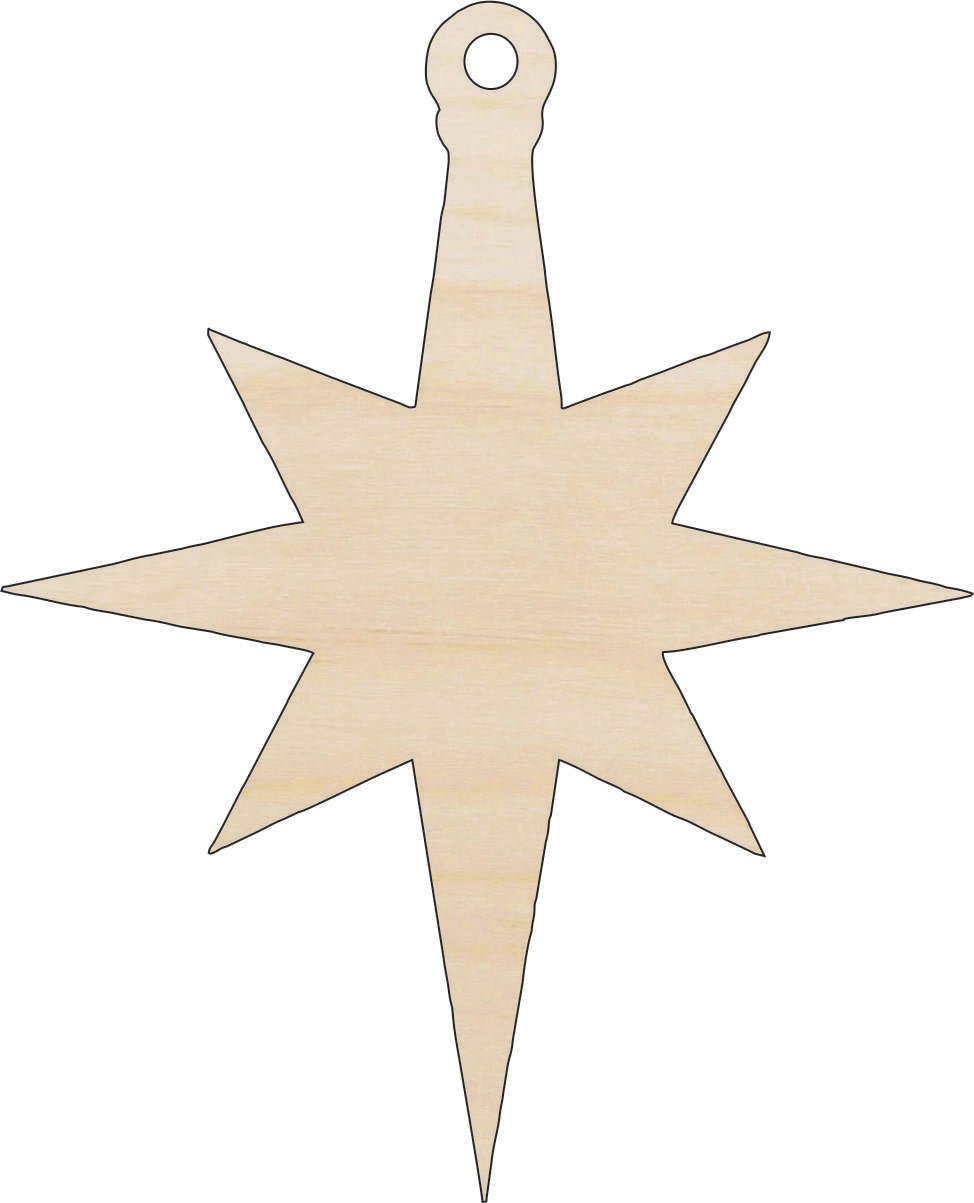 Star Ornament Wood Craft Shape - Laser Cut Baltic Birch Unfinished DIY Wood Art Supplies XMS253 - The Wood Shape Store