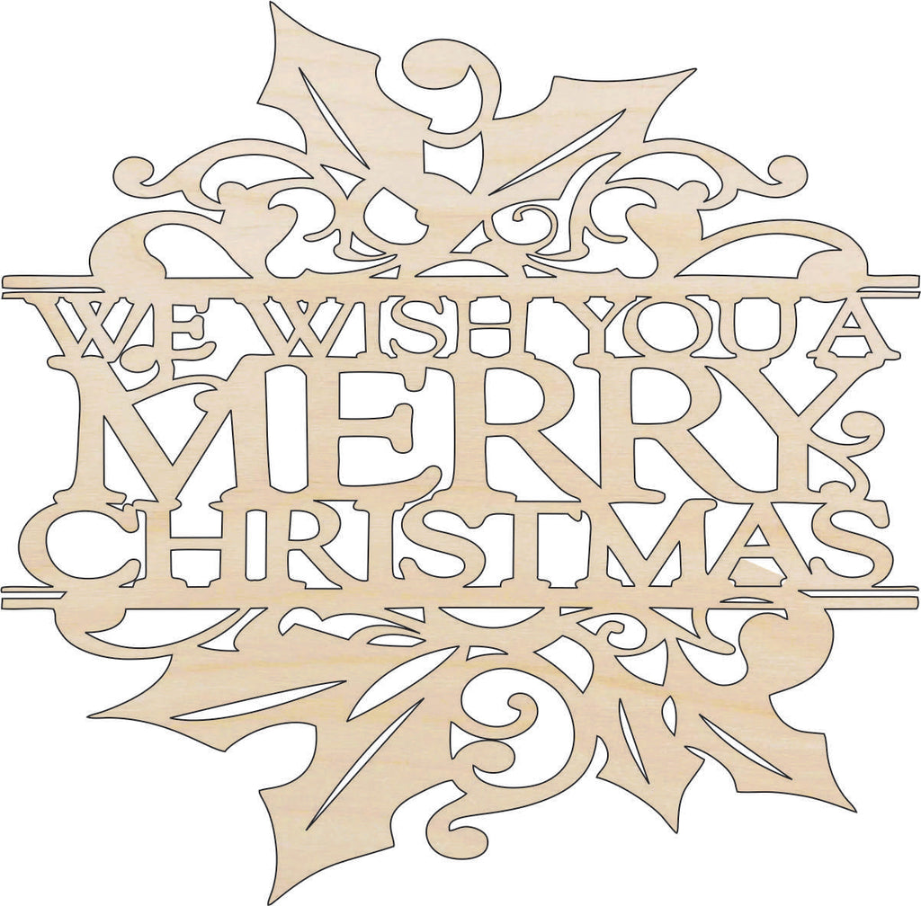 Sign Merry Christmas  - Laser Cut Out Unfinished Wood Craft Shape XMS257