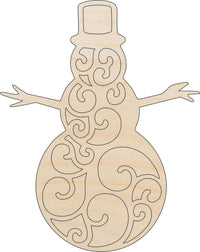 Snowman Wood Craft Shape - Laser Cut Baltic Birch Unfinished DIY Wood Art Supplies XMS25 - The Wood Shape Store