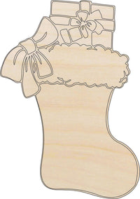 Stocking Wood Craft Shape - Laser Cut Baltic Birch Unfinished DIY Wood Art Supplies XMS39 - The Wood Shape Store