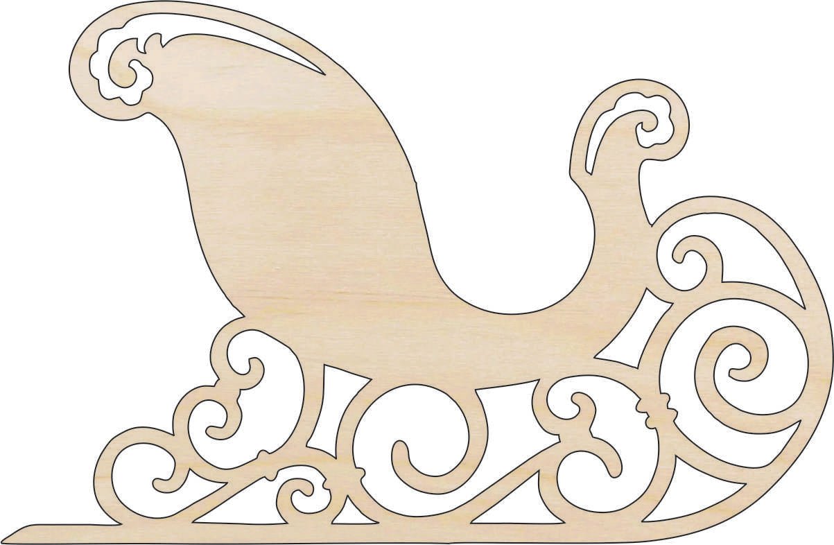 Sleigh Wood Craft Shape - Laser Cut Baltic Birch Unfinished DIY Wood Art Supplies XMS3 - The Wood Shape Store