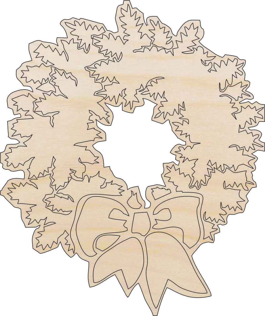Wreath Wood Craft Shape - Laser Cut Baltic Birch Unfinished DIY Wood Art Supplies XMS40 - The Wood Shape Store